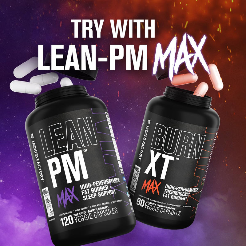 Jacked Factory Burn-XT Max: High-Performance Thermogenic Fat Burner with PurCaf Caffeine, MitoBurn & Green Tea | 90 Capsules