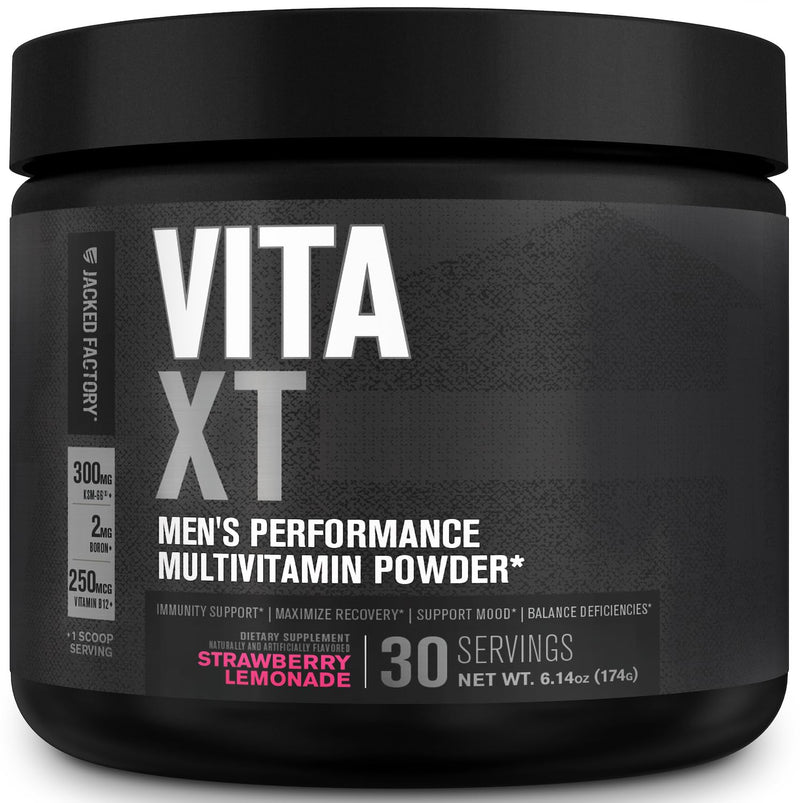 Jacked Factory Vita XT Performance Vitamin Powder – Daily Multivitamin for Men | Strawberry Lemonade, 30 Servings