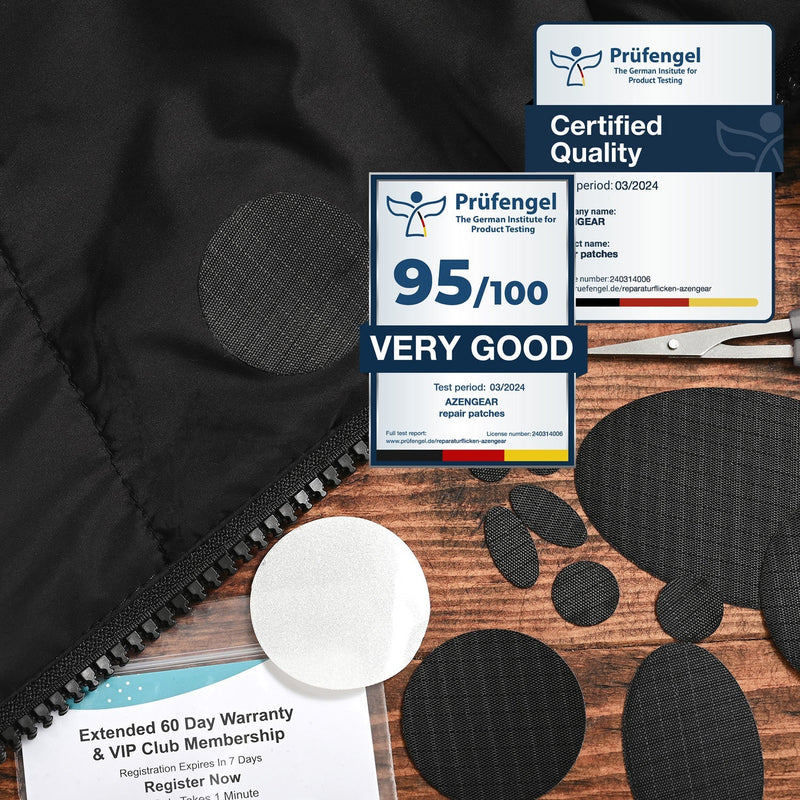 Repair Patches (30+ Colours) for Puffer Jackets, Tents, Upholstery - Stick On, Waterproof, Tear-Cold-Heat-Resistant
