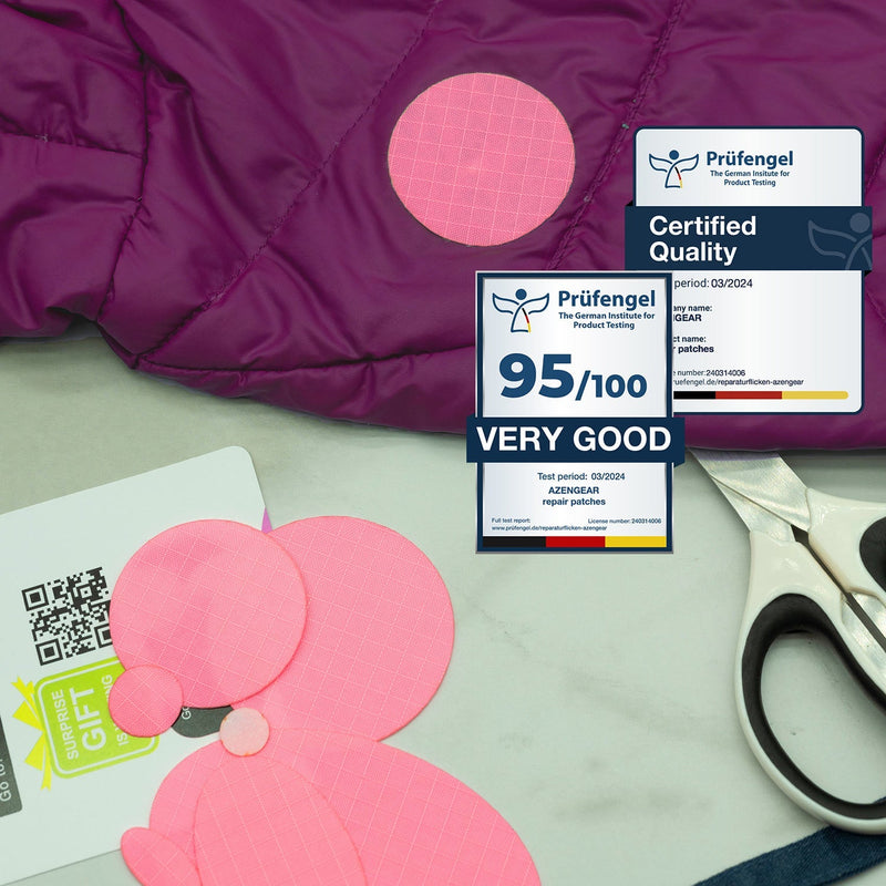 Repair Patches (30+ Colours) for Puffer Jackets, Tents, Upholstery - Stick On, Waterproof, Tear-Cold-Heat-Resistant