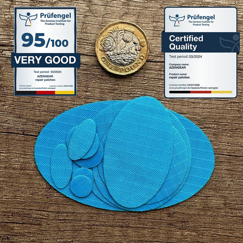 Repair Patches (30+ Colours) for Puffer Jackets, Tents, Upholstery - Stick On, Waterproof, Tear-Cold-Heat-Resistant