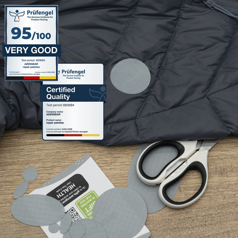 Repair Patches (30+ Colours) for Puffer Jackets, Tents, Upholstery - Stick On, Waterproof, Tear-Cold-Heat-Resistant