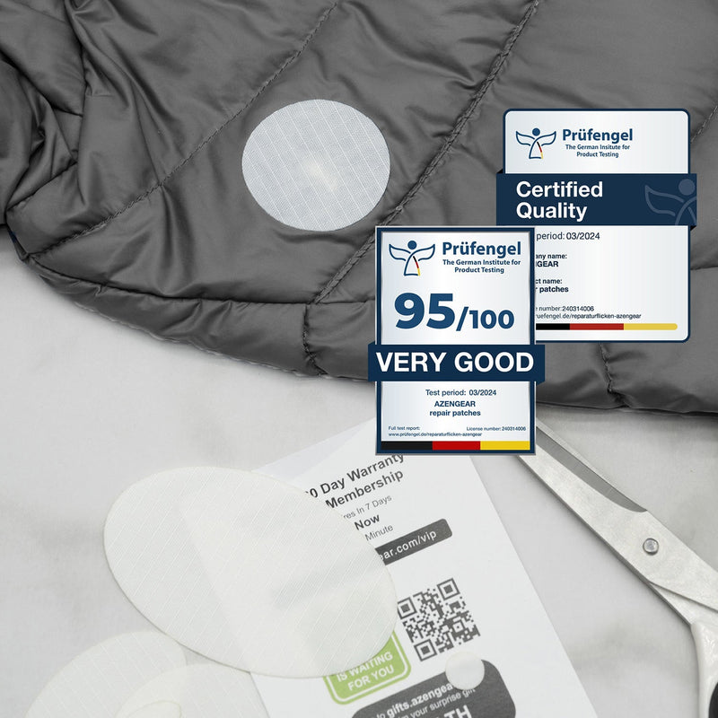 Repair Patches (30+ Colours) for Puffer Jackets, Tents, Upholstery - Stick On, Waterproof, Tear-Cold-Heat-Resistant