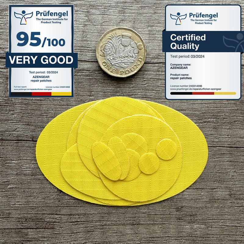 Repair Patches (30+ Colours) for Puffer Jackets, Tents, Upholstery - Stick On, Waterproof, Tear-Cold-Heat-Resistant