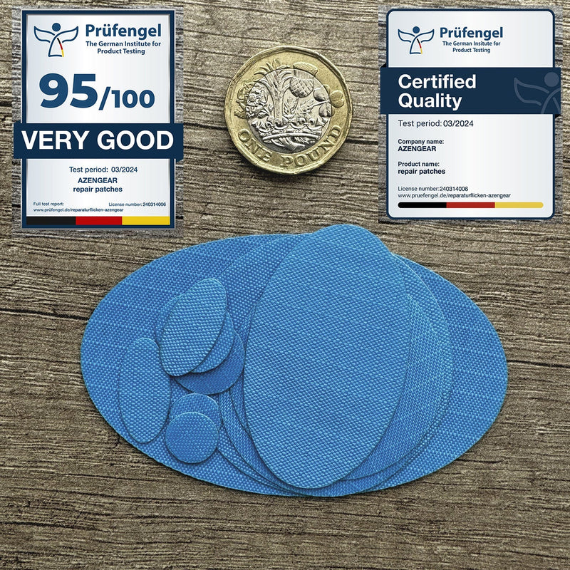 Repair Patches (30+ Colours) for Puffer Jackets, Tents, Upholstery - Stick On, Waterproof, Tear-Cold-Heat-Resistant