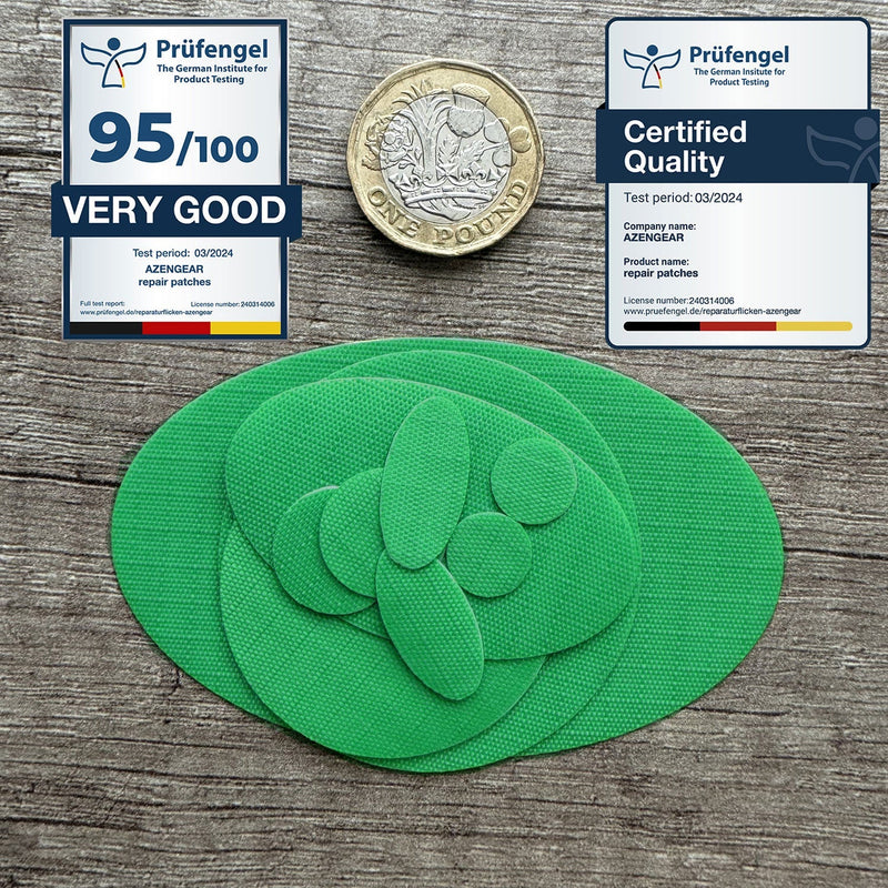 Repair Patches (30+ Colours) for Puffer Jackets, Tents, Upholstery - Stick On, Waterproof, Tear-Cold-Heat-Resistant