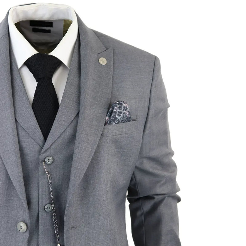 James - Men's 3 Piece Grey Classic Suit