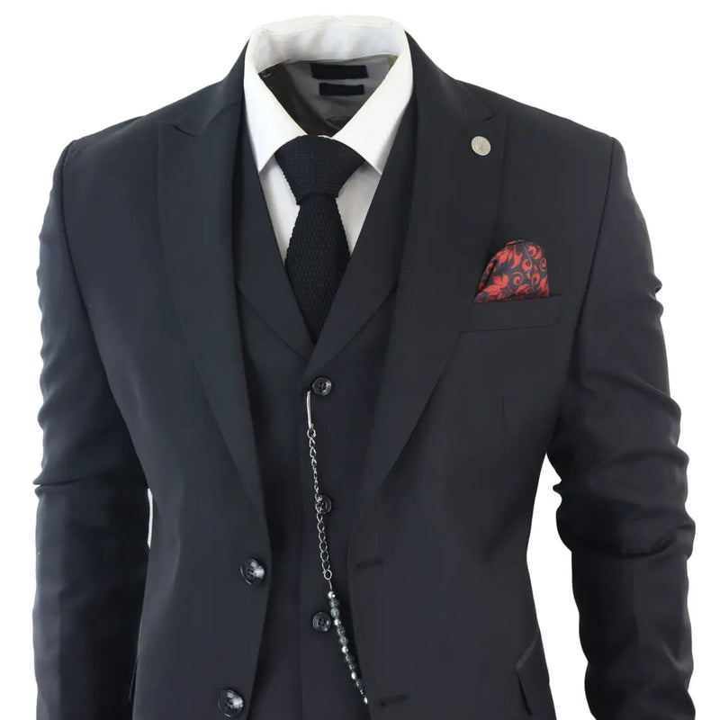 James - Men's Classic 3 Piece Black Suit