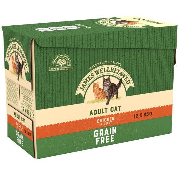 James Wellbeloved Adult Cat Grain Free Chicken in Jelly Pouches  12 x 85g
