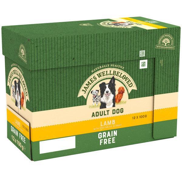 James Wellbeloved Dog Adult Grain Free Lamb Grvy Pch 4x12x100g
