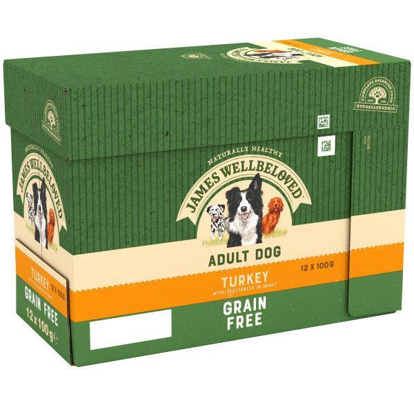 James Wellbeloved Dog Adult Grain Free Trky Grvy Pch 4x12x100g