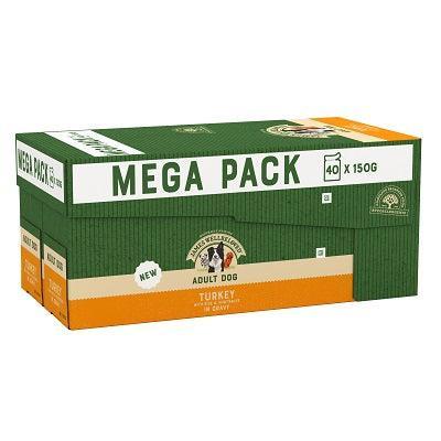 James Wellbeloved  Dog Adult Turkey Pouches Mega 40x150g