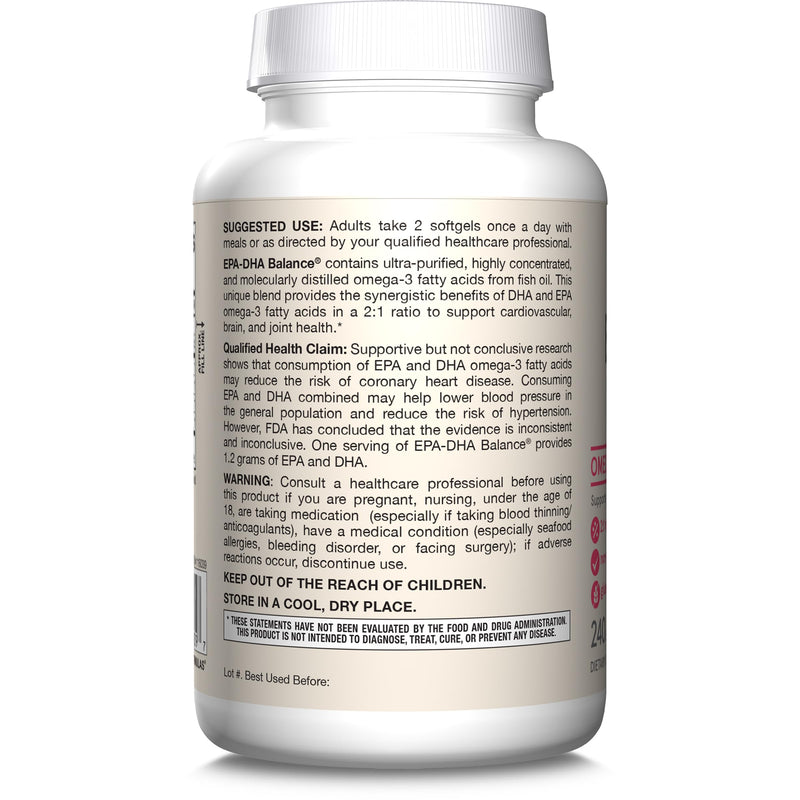 Jarrow Formulas EPA-DHA Balance, 1,200 mg Omega-3s, 240 Softgels | 120 Day Supply