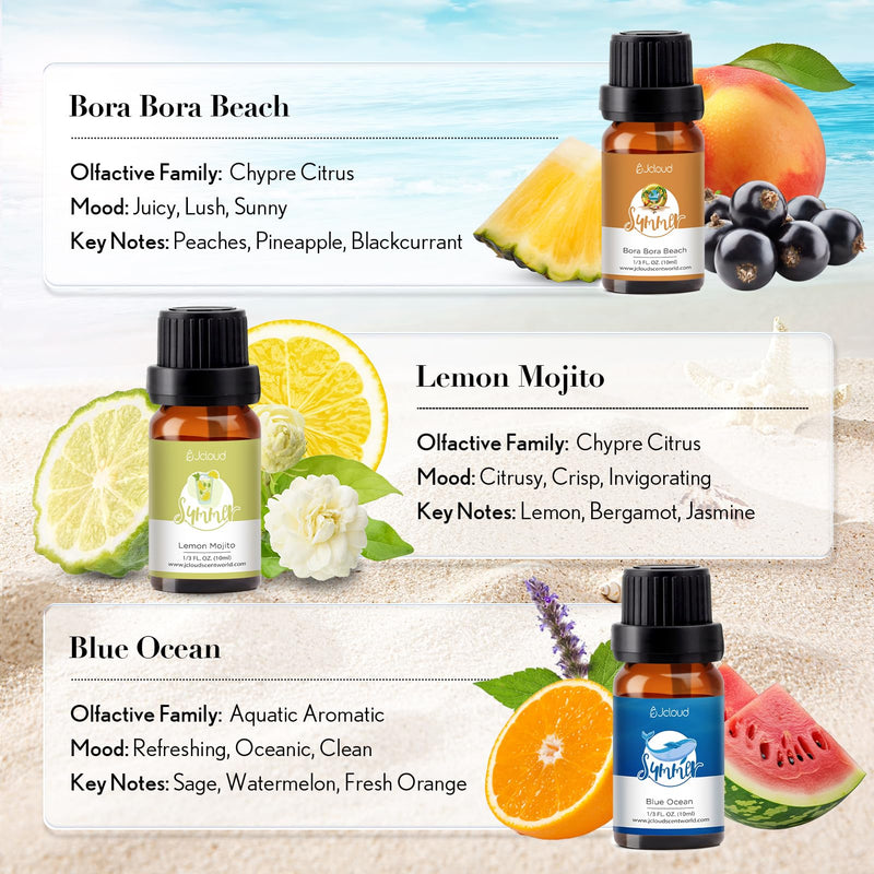 JCLOUD Summer Fragrance Oils Set – 6x10mL Diffuser Oils Gift Set
