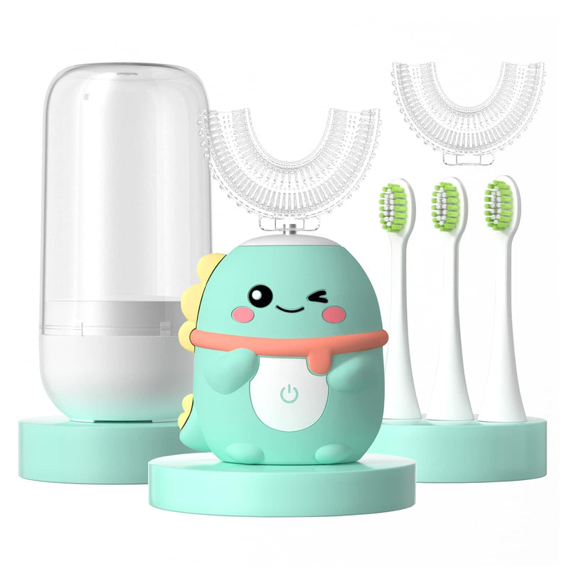 JIANLEJIA Kids U Shaped Dinosaur Toothbrush - 5 Heads (2-12 Years)