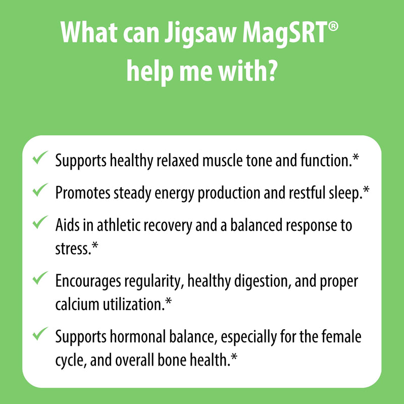 Jigsaw Health MagSRT Magnesium + B6, Folate & B12 | Timed-Release Mineral Supplement | 240 Tablets | 60 Servings