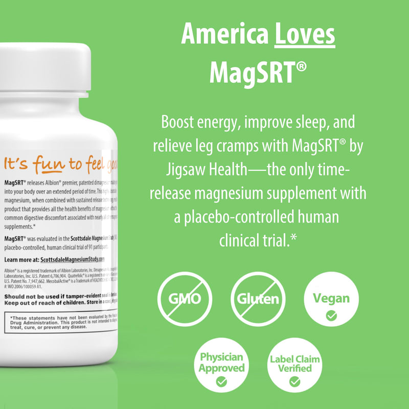 Magnesium Folate Jigsaw Health MagSRT Magnesium Supplement – Vitamin B6, Folate & B12 ...