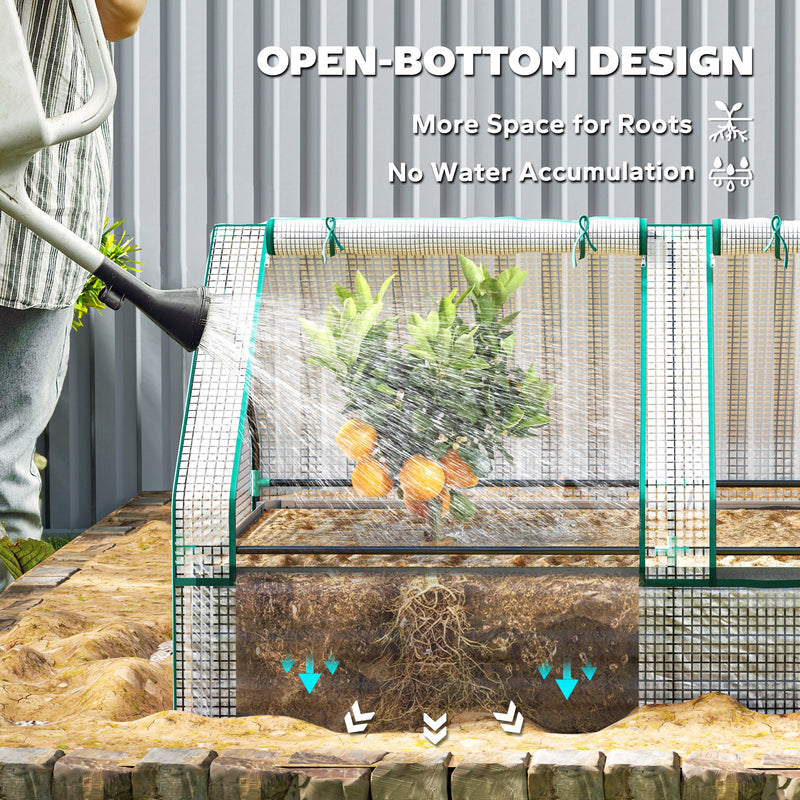 Outsunny Raised Garden Bed Planter Box with Greenhouse, White and Dark Grey
