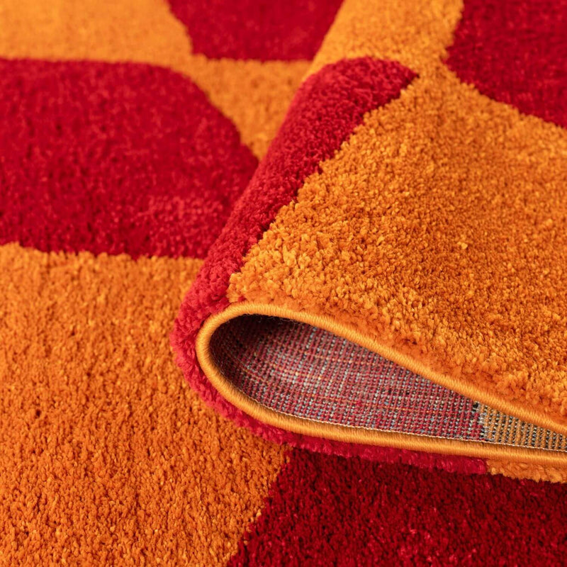 Joli Checkered Red & Orange Rug