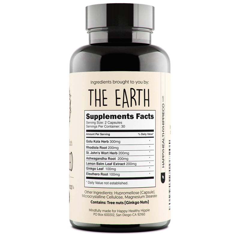Joy-Filled Mood Support Supplement — 7-Herb Complex w/St. John's Wort (120 Ct) | Plant-Based Mood & Stress Support | Happy Healthy Hippie