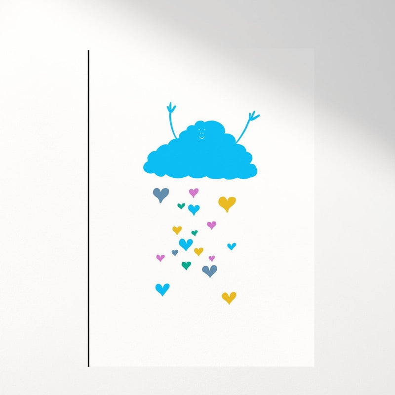 Happy Rain Cloud Wall Art Print – Cute Pastel Nursery Decor UK