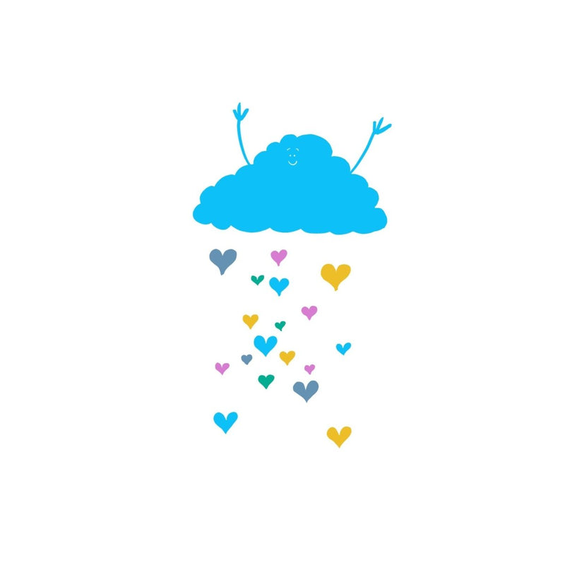 Happy Rain Cloud Wall Art Print – Cute Pastel Nursery Decor UK
