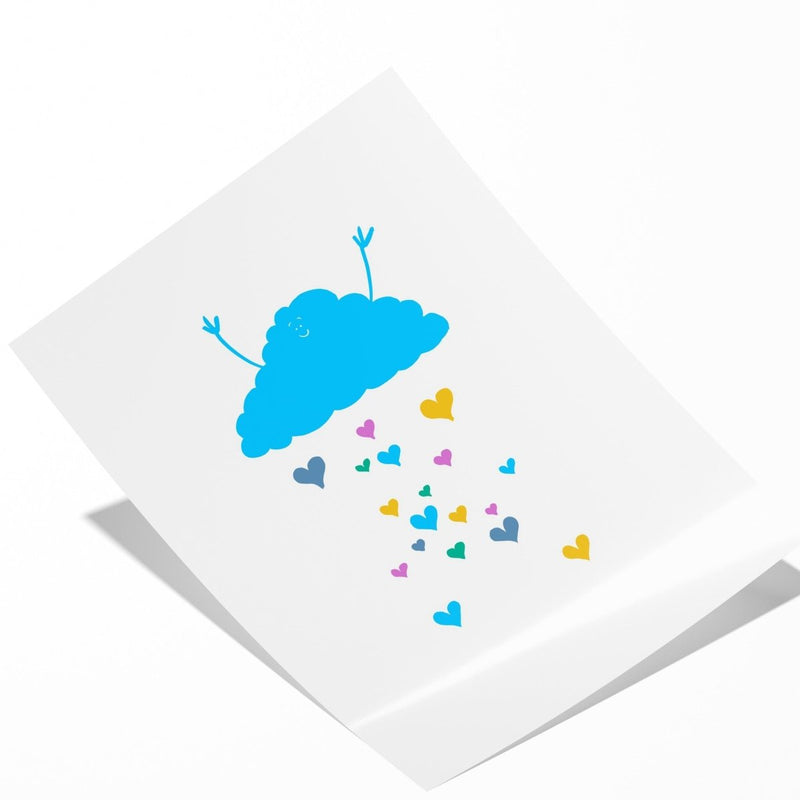 Happy Rain Cloud Wall Art Print – Cute Pastel Nursery Decor UK