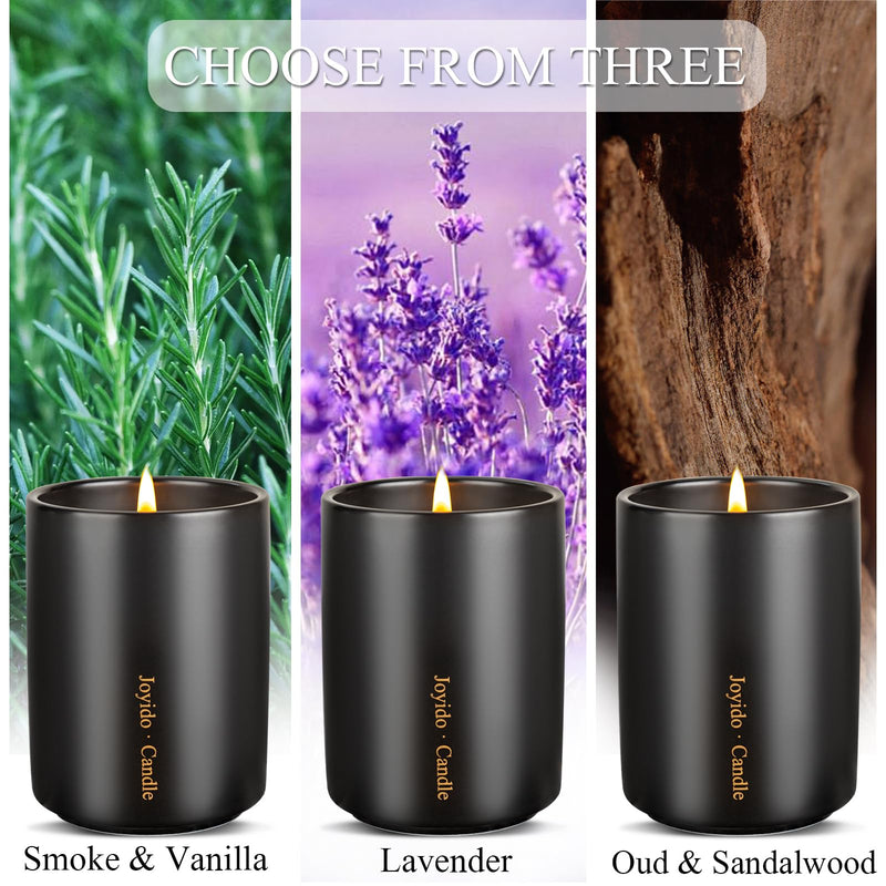 Joyido 14oz Lavender Scented Candle – Soy Wax, Black Ceramic Jar