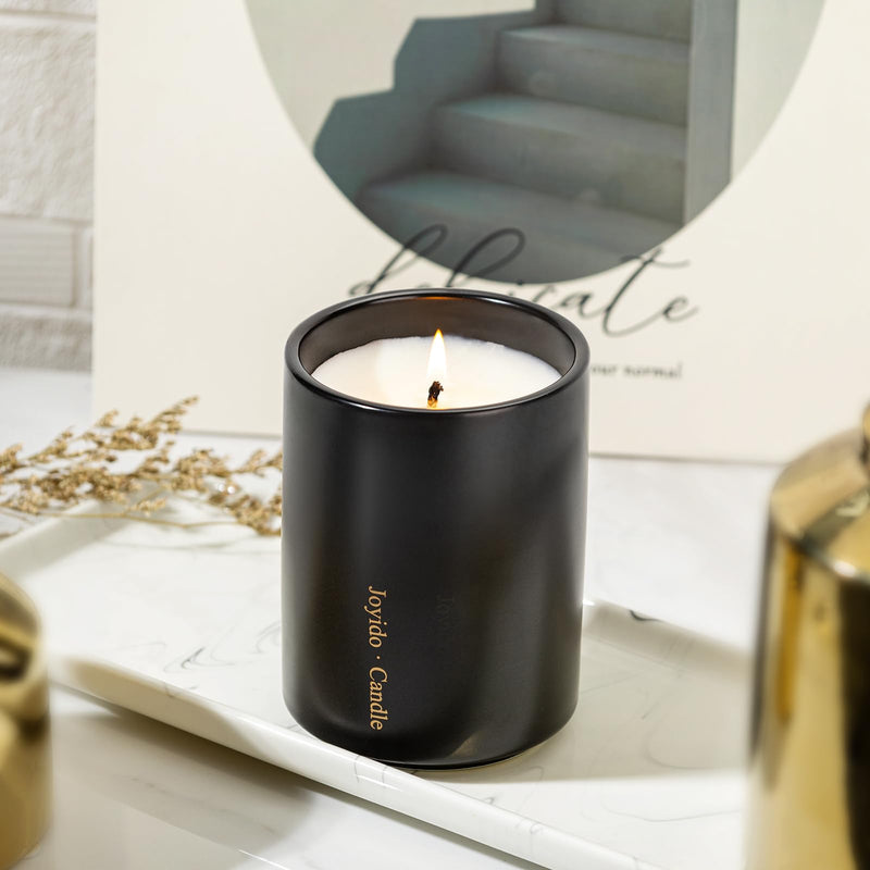 Joyido 14oz Oud & Sandalwood Scented Candle – Luxury Black Ceramic Jar