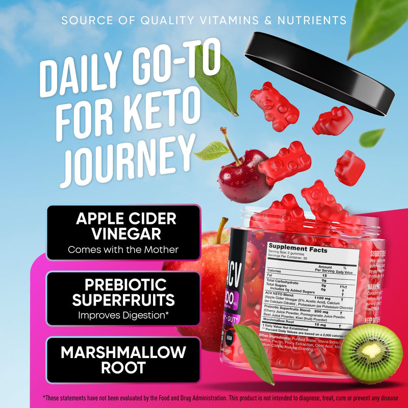 JOYLI Nutrition 2 Pack Advanced Keto ACV Gummies – Sugar Free Apple Cider Vinegar + Marshmallow Root, 120 Gummies
