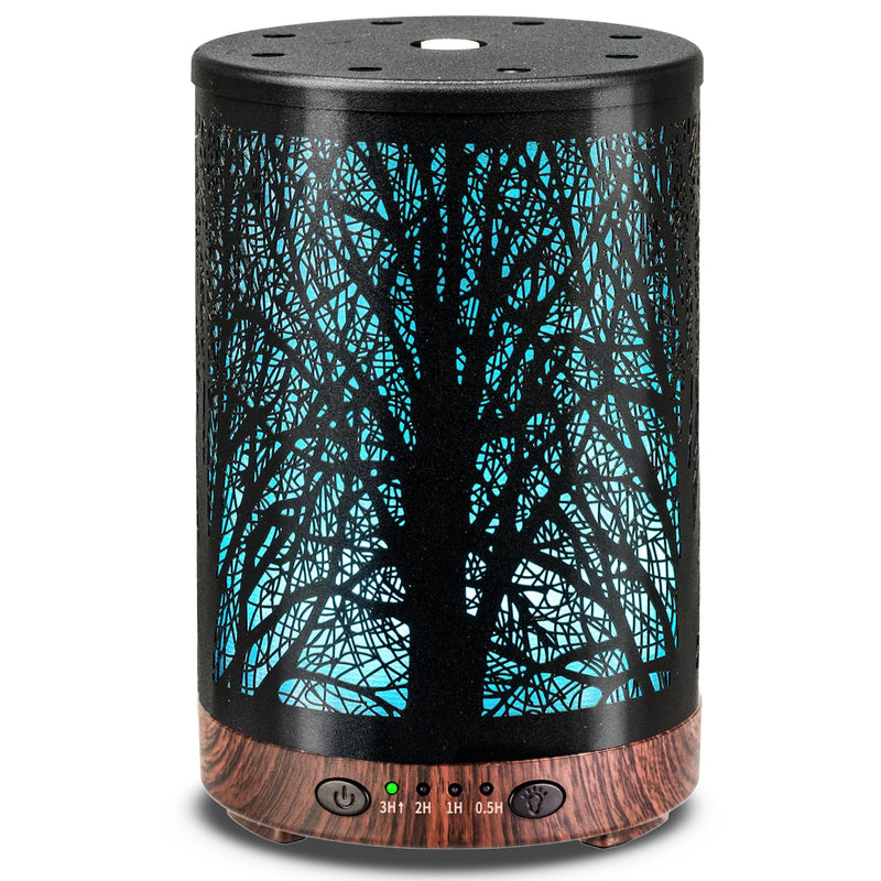 JOYOLO 120ML Metal Diffuser – Tree Pattern, Auto Shut-Off, 7 Color Lights