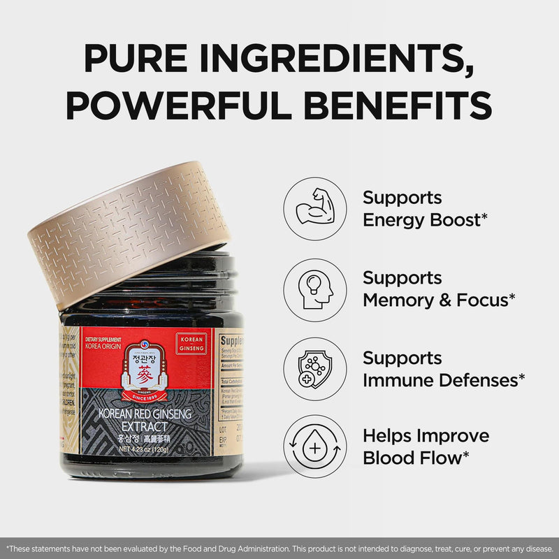 JUNG KWAN JANG Korean Red Panax Ginseng Concentrated Extract 50g | Immune Support & Focus