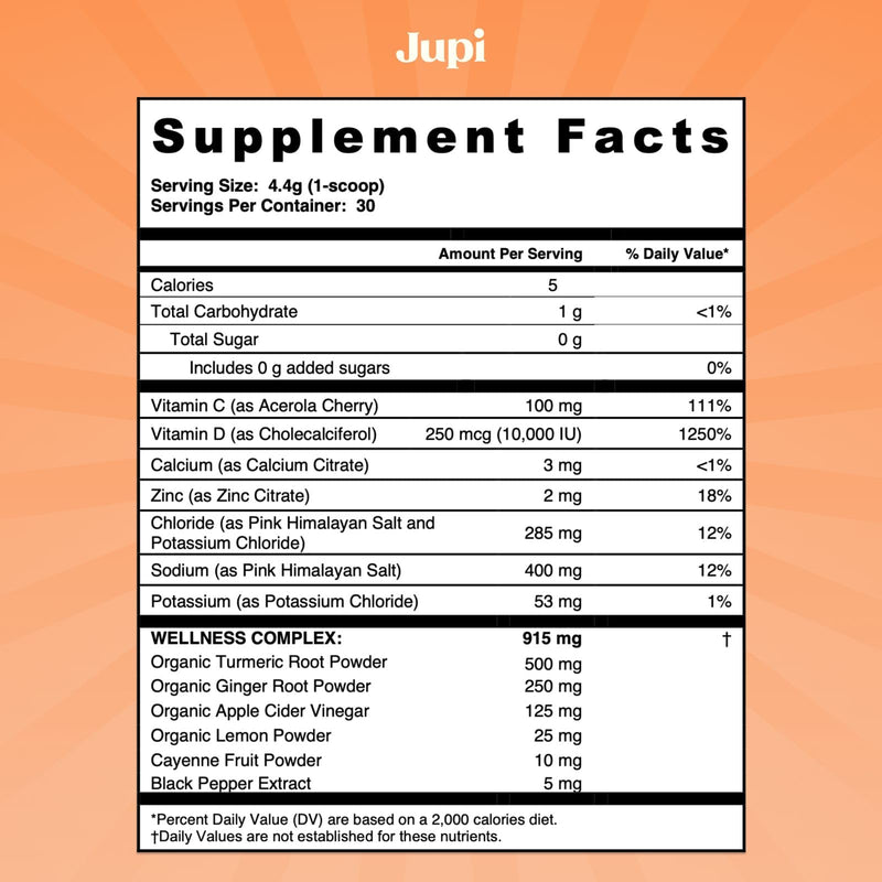Jupi Hydration & Wellness Powder – Turmeric Ginger Shots, Vitamin C