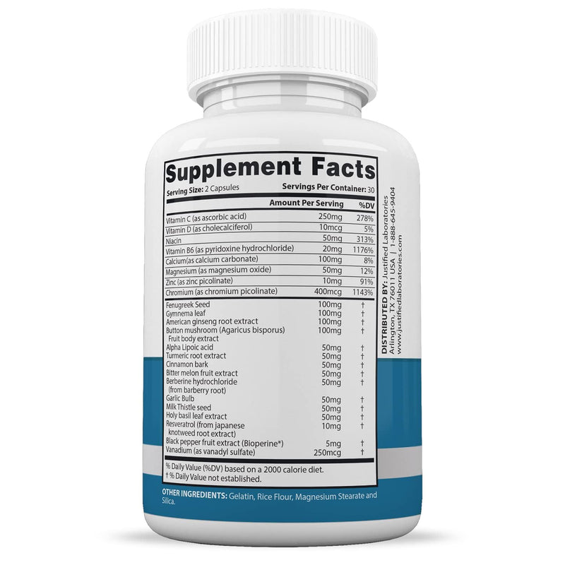 Justified Laboratories 3 Pack Glucotrust Max 1295MG Formula - 180 Capsules
