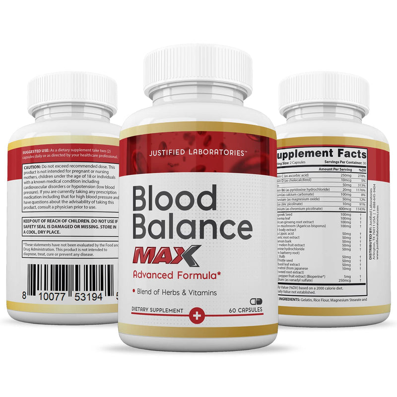 Justified Laboratories Blood Balance Max 1295MG – 2 Pack (120 Capsules)
