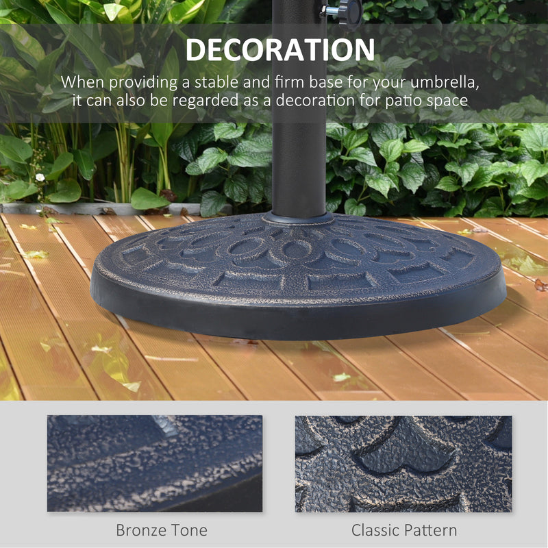 Outsunny 12kg Garden Parasol Base, Round Resin Sun Umbrella Base, Bronze
