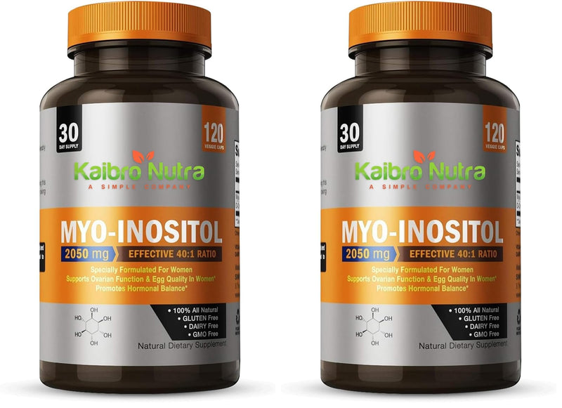 Kaibro Nutra Myo-Inositol 40:1 – Hormone Balance & Ovarian Support (120 Caps x 2, Vegan, Non-GMO)