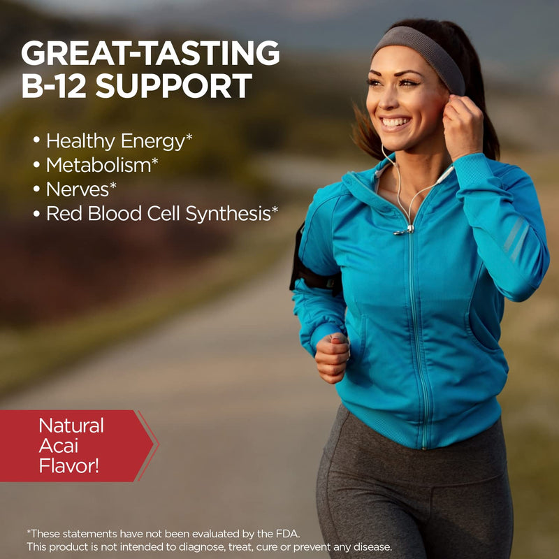 KAL B-12 Methylcobalamin Lozenges 5000mcg – Acai Flavor, Vegan, Sugar Free, 60 Servings