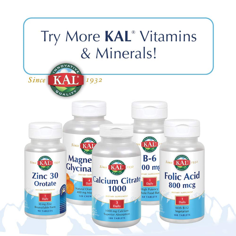 KAL Cal/Mag/Zinc 1000/400/15 mg – Bone, Muscle & Immune Support (100 ct)