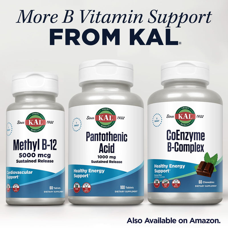 KAL Pantothenic Acid 1000mg - Sustained Release Vitamin B5 for Energy & Metabolism | Vegan