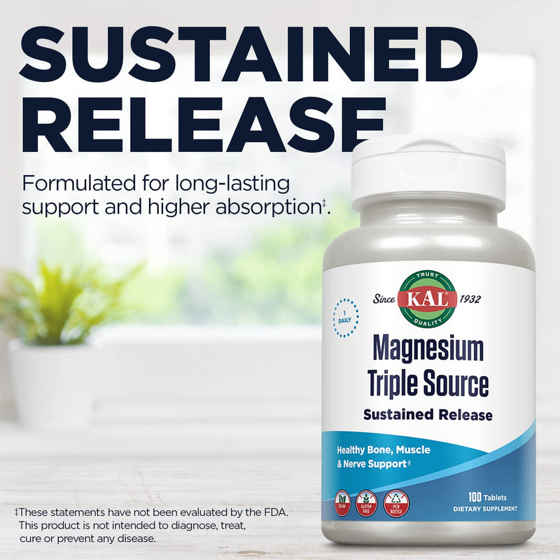 KAL Triple Source Magnesium Complex – 500 mg per Tablet, Vegan & Gluten Free