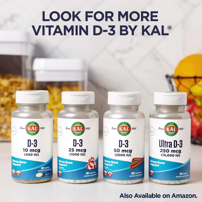 KAL Vitamin D3 1000 IU Softgels (25 mcg) – Immune Support, Calcium Absorption, ActivGel