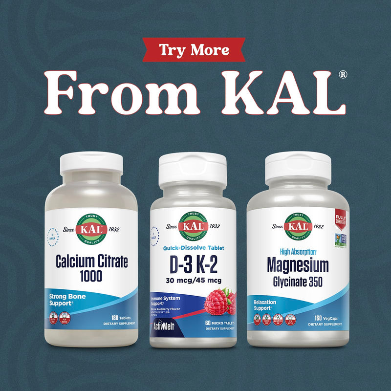 KAL Vitamin D3 K2 ActivMelts – Immune Support, Calcium Absorption, 60 Servings