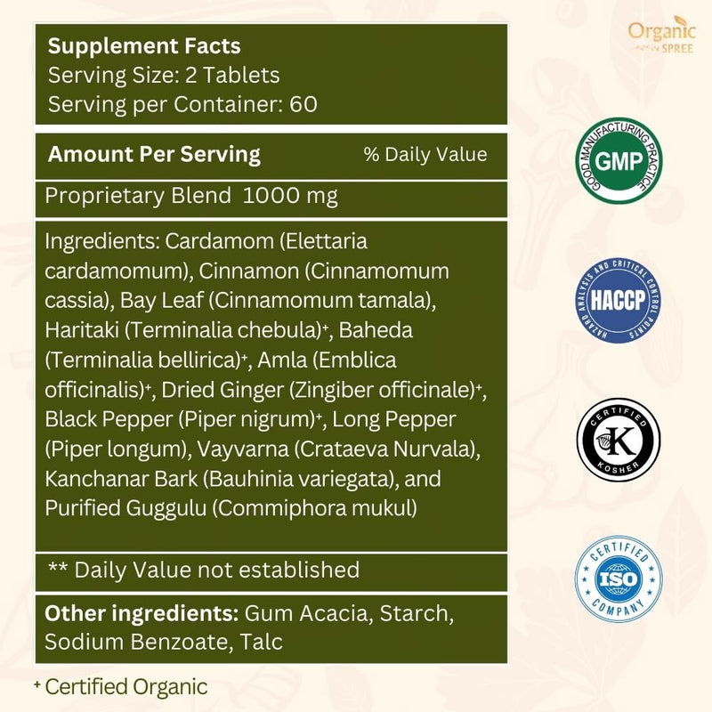 ORGANIC SPREE Kanchnar Guggulu 120 Tablets – Detox & Lymphatic Support