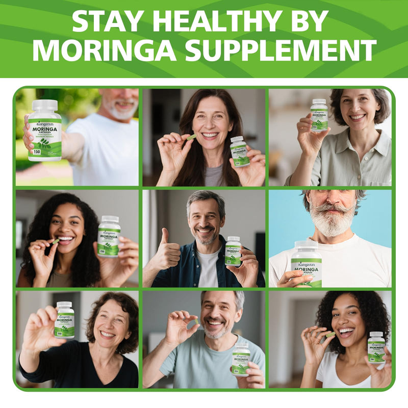KangRiXin Moringa Capsules with Pure Moringa Powder | Skin Health and Immune Support | Non GMO, Gluten Free（150PCS）