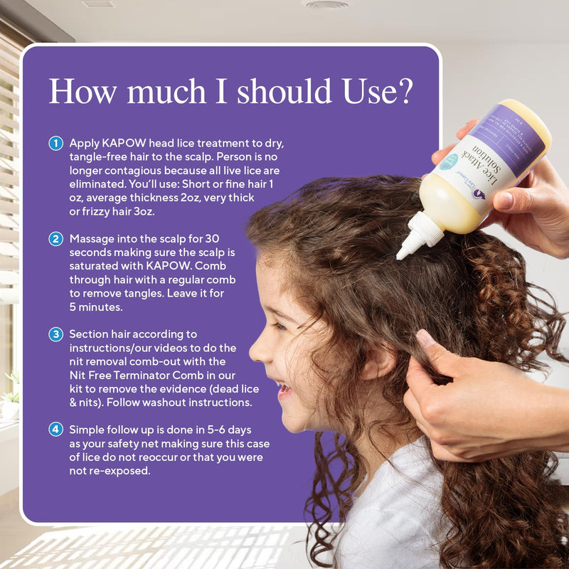 Kapow 8oz Head Lice Shampoo – Non-Toxic, Pesticide-Free Treatment for Lice & Eggs | Safe for Sensitive Scalps & Family Use