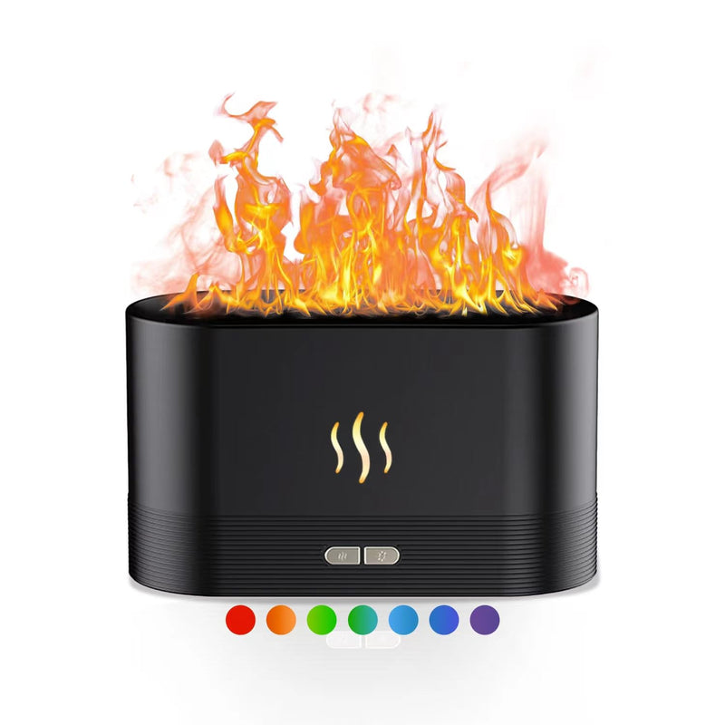 kathluce Flame Humidifier with 7 Colors — Noise-Free Essential Oil Diffuser (Deepblack)