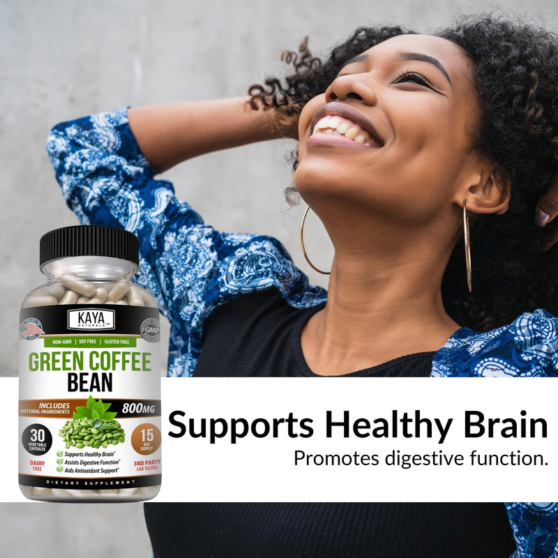 Kaya Naturals Green Coffee Bean Extract - Non-GMO, Gluten-Free Supplement (30 Count, Pack of 1)