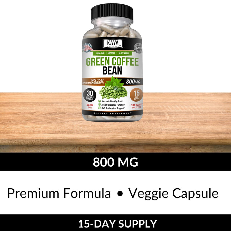 Kaya Naturals Green Coffee Bean Extract - Non-GMO, Gluten-Free Supplement (30 Count, Pack of 1)