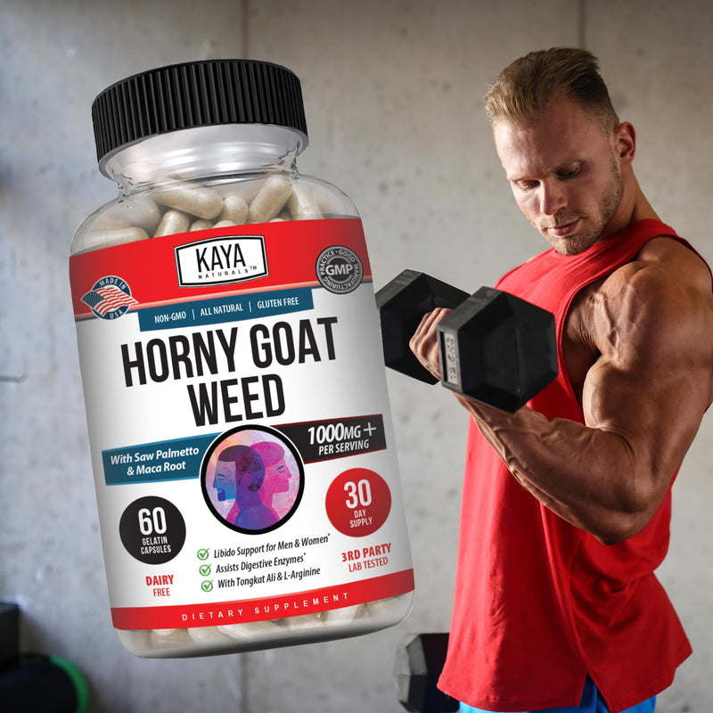 Kaya Naturals Horny Goat Weed with Maca, Saw Palmetto, Ginseng & Arginine – 60 Count